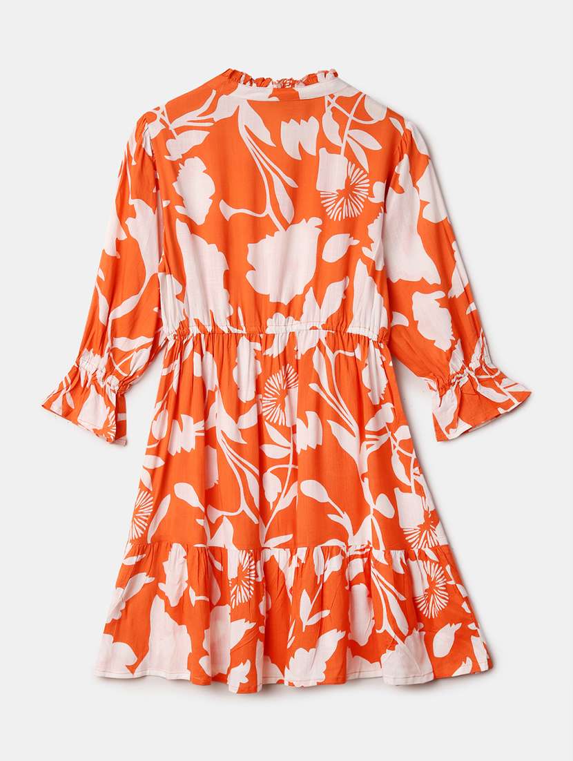orange cotton fit & flare dress - 21578496 -  Standard Image - 4