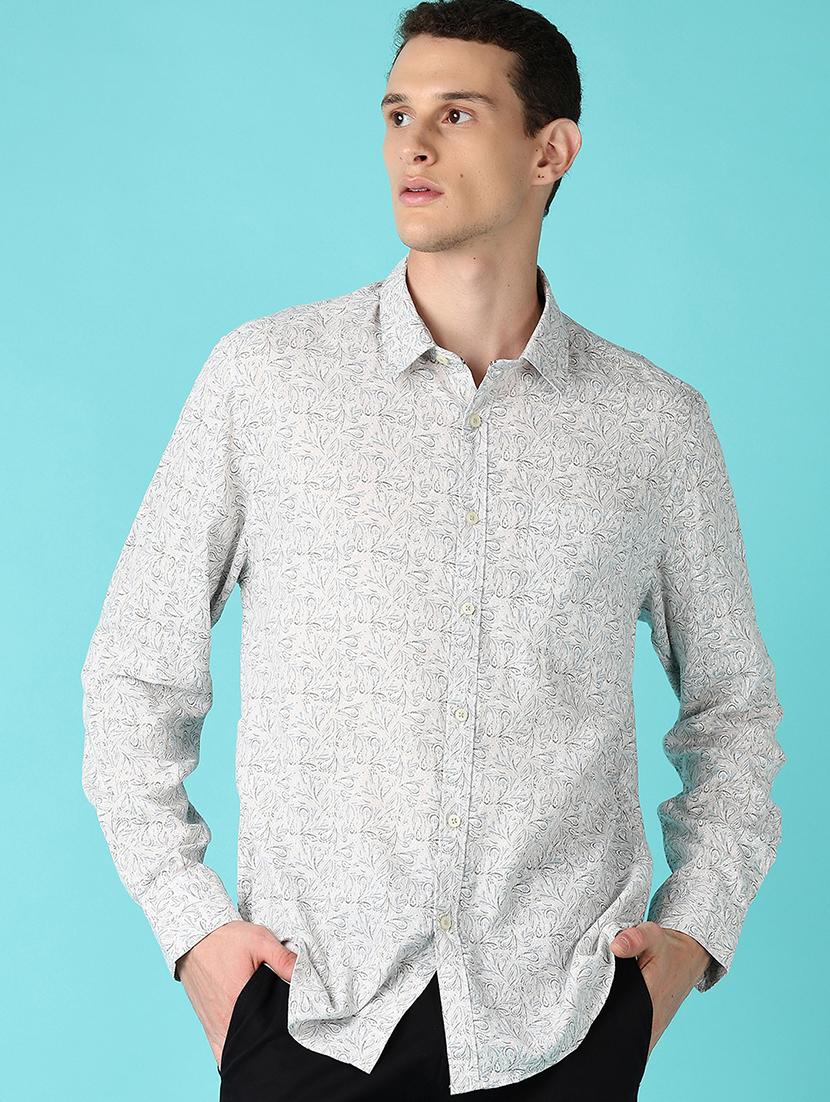 men printed collared long sleeves casual shirt - 21578509 - Standard Image - 1