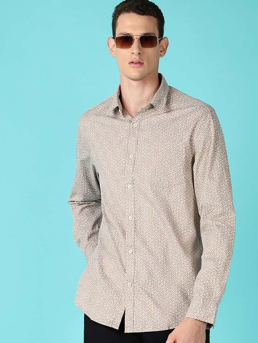men printed collared long sleeves casual shirt - 21578515 -  Standard Image - 1