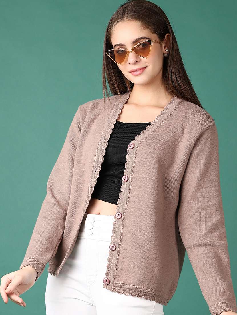 women solid long sleeve cardigan - 21578520 -  Standard Image - 1