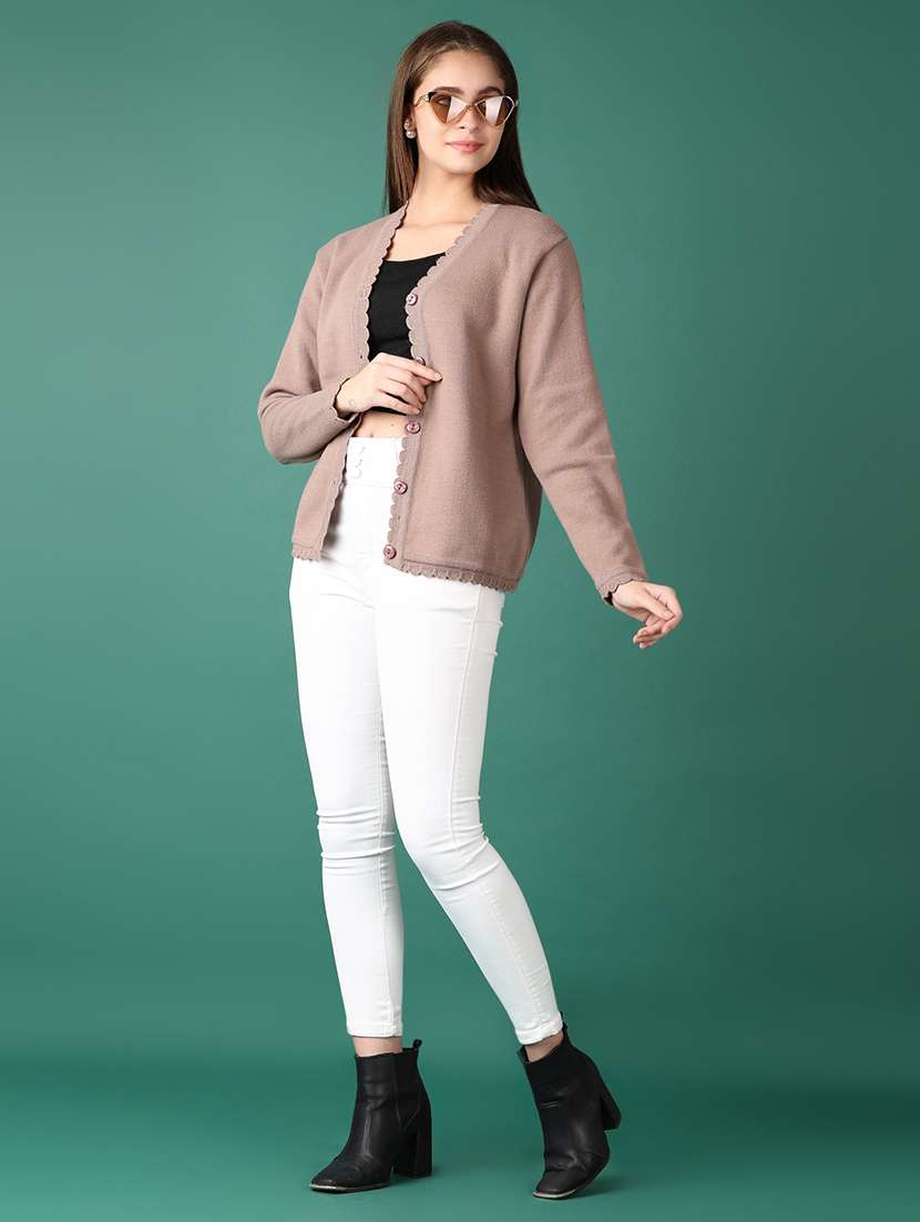 women solid long sleeve cardigan - 21578520 -  Standard Image - 4