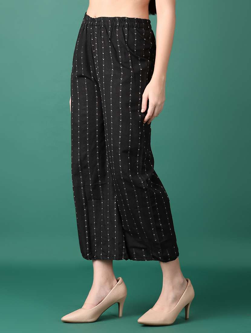 women black printed palazzos - 21578538 - Standard Image - 1
