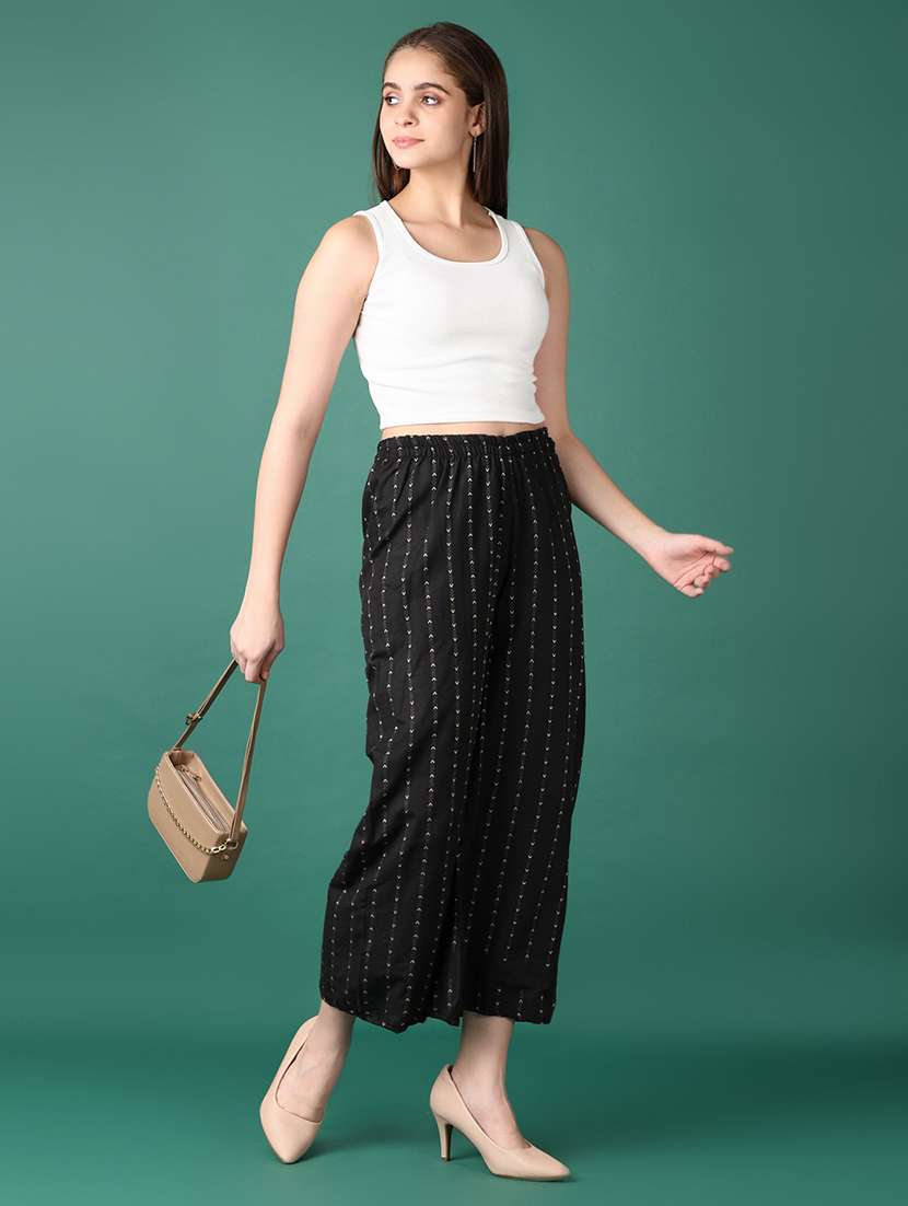 women black printed palazzos - 21578538 - Standard Image - 4