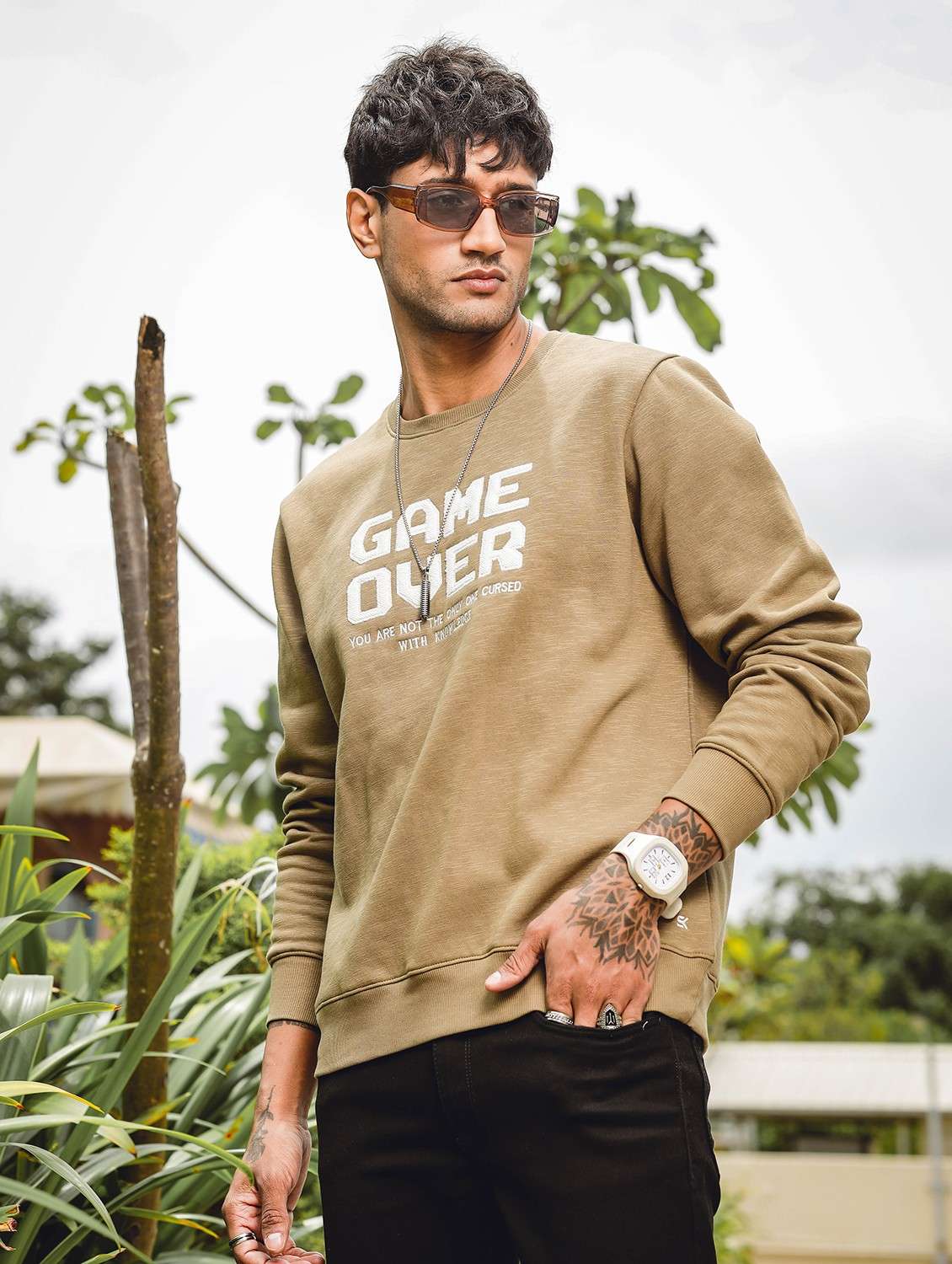 men chest print regular fit sweatshirt - 21578656 -  Standard Image - 1