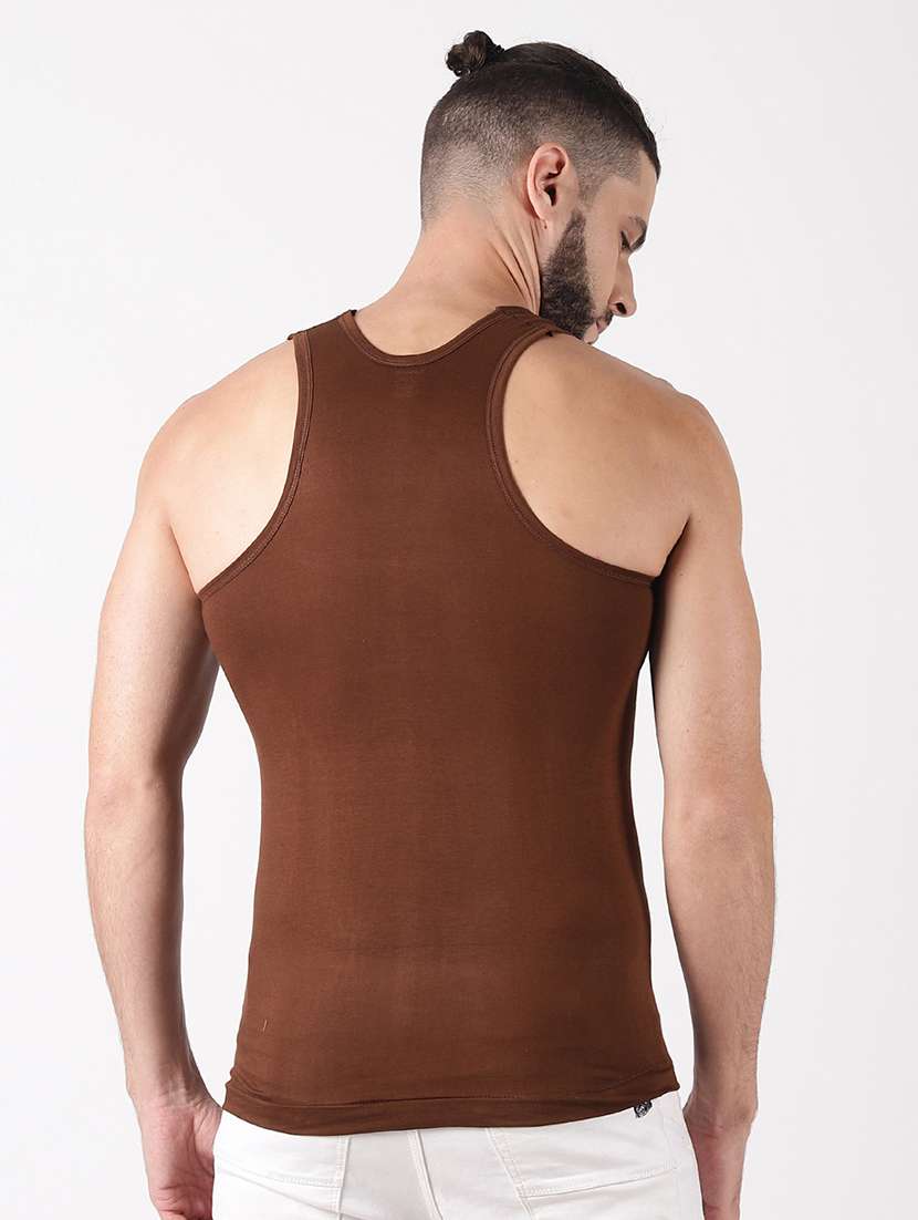 men pack of 5 solid sleeveless vest - 21579016 -  Standard Image - 1