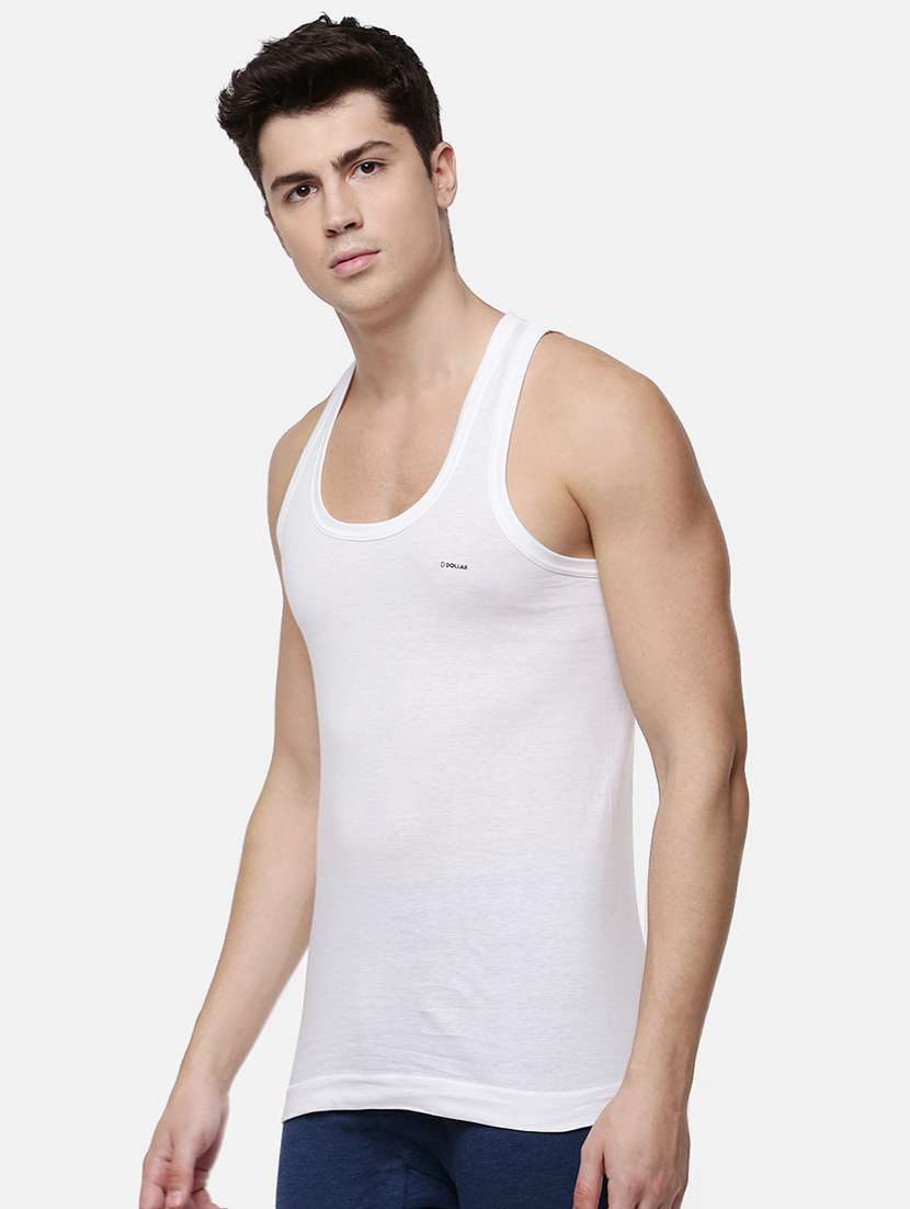 men pack of 3 solid white sleeveless vest - 21579033 -  Standard Image - 1