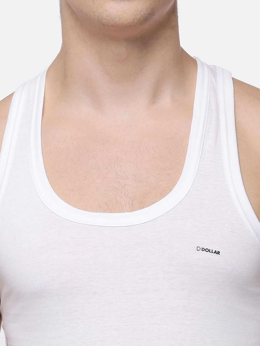 men pack of 3 solid white sleeveless vest - 21579033 -  Standard Image - 4