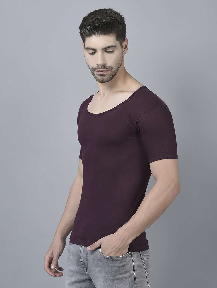 men pack of 6 solid half sleeve vest - 21579068 -  Standard Image - 1