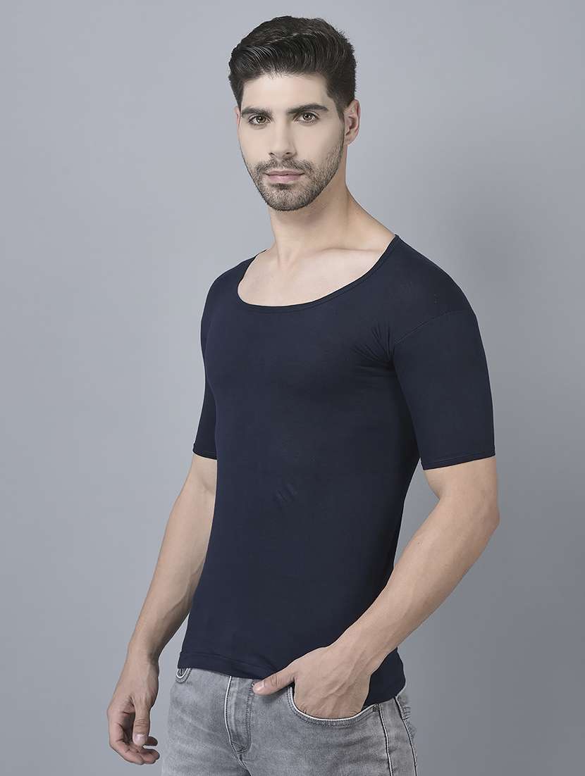 men pack of 6 solid half sleeve vest - 21579069 -  Standard Image - 1