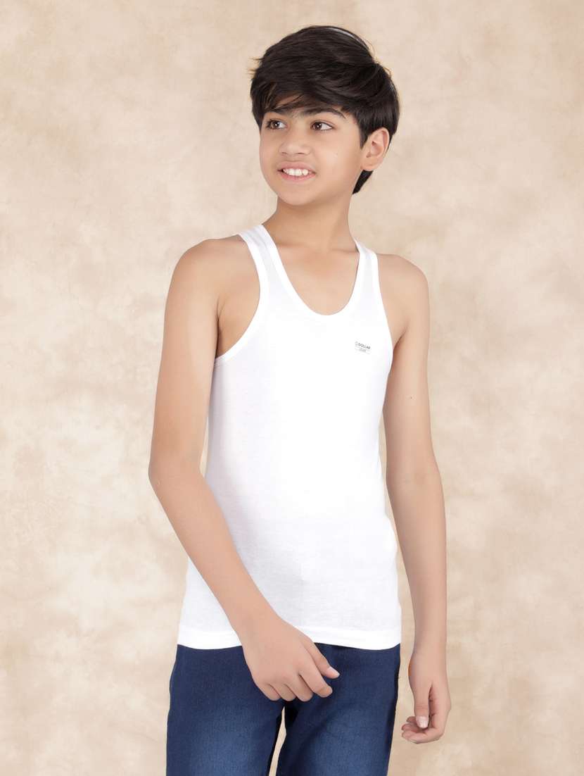 boys pack of 5 solid vest - 21579122 -  Standard Image - 1