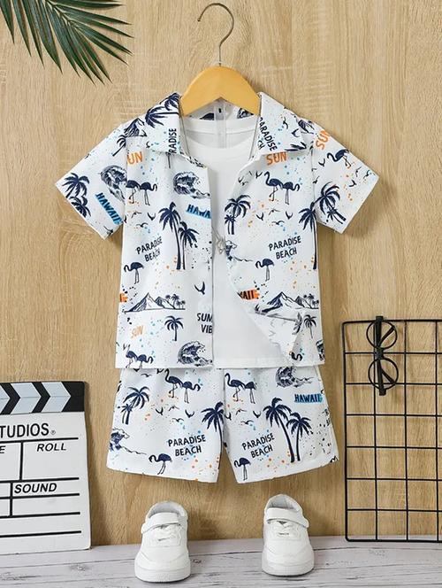 boys printed short sleeves shirt & shorts set - 21579502 -  Standard Image - 0