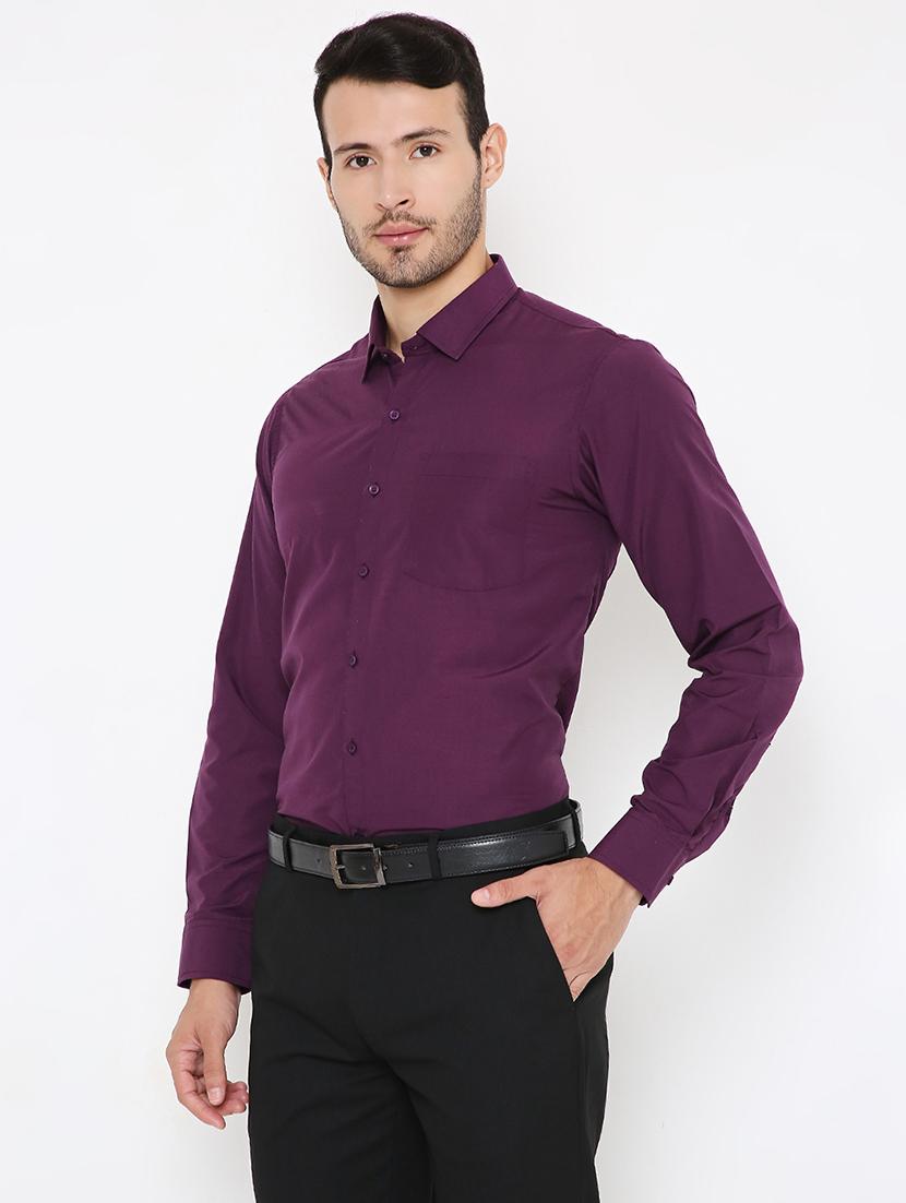 men solid collared regular fit formal shirt - 21579512 - Standard Image - 1