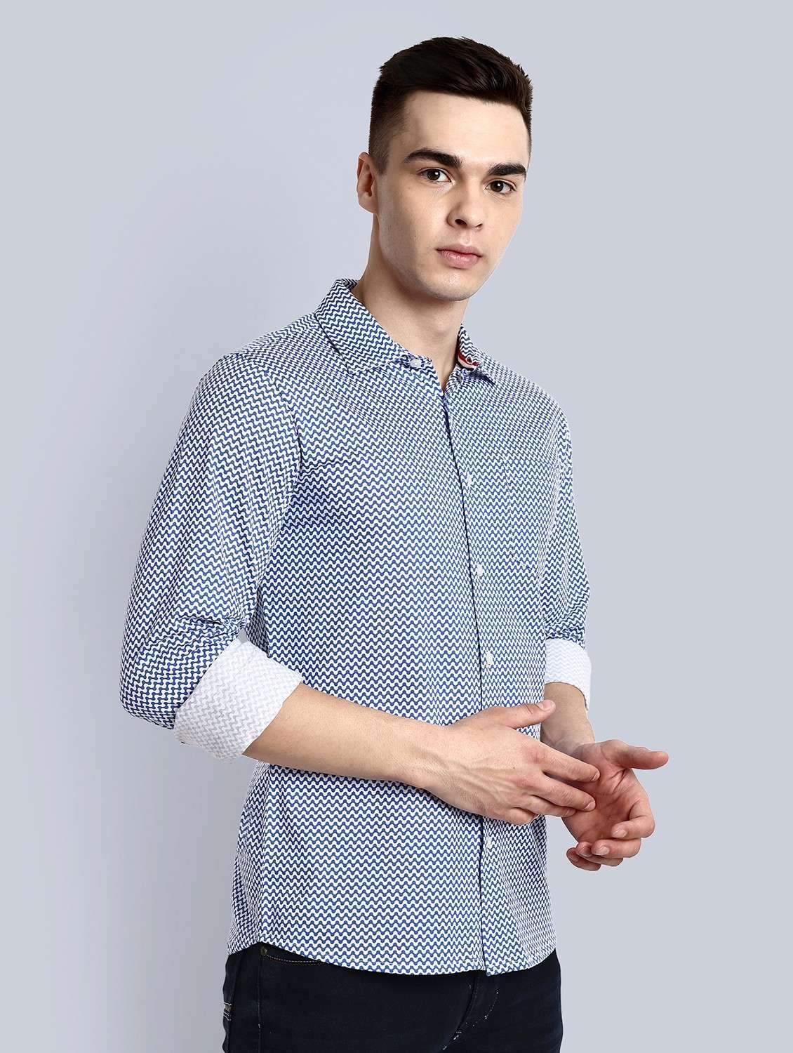 men printed long sleeve casual shirt - 21579526 - Standard Image - 1
