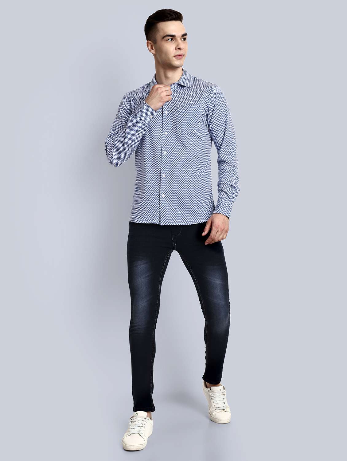 men printed long sleeve casual shirt - 21579526 - Standard Image - 4