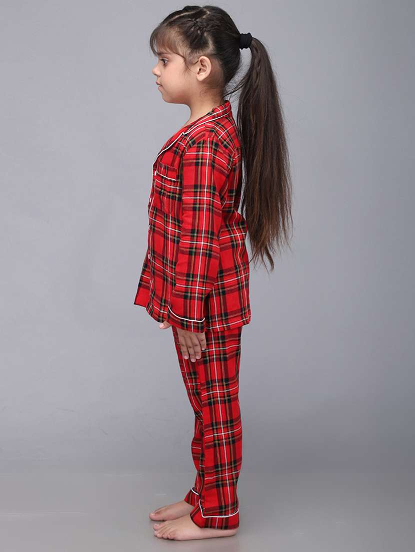 girl checks nightwear pyjama set - 21579554 -  Standard Image - 1