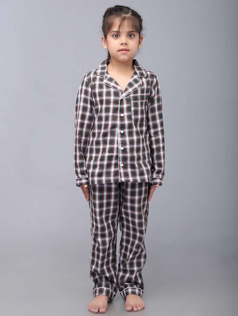 girl checks nightwear pyjama set
