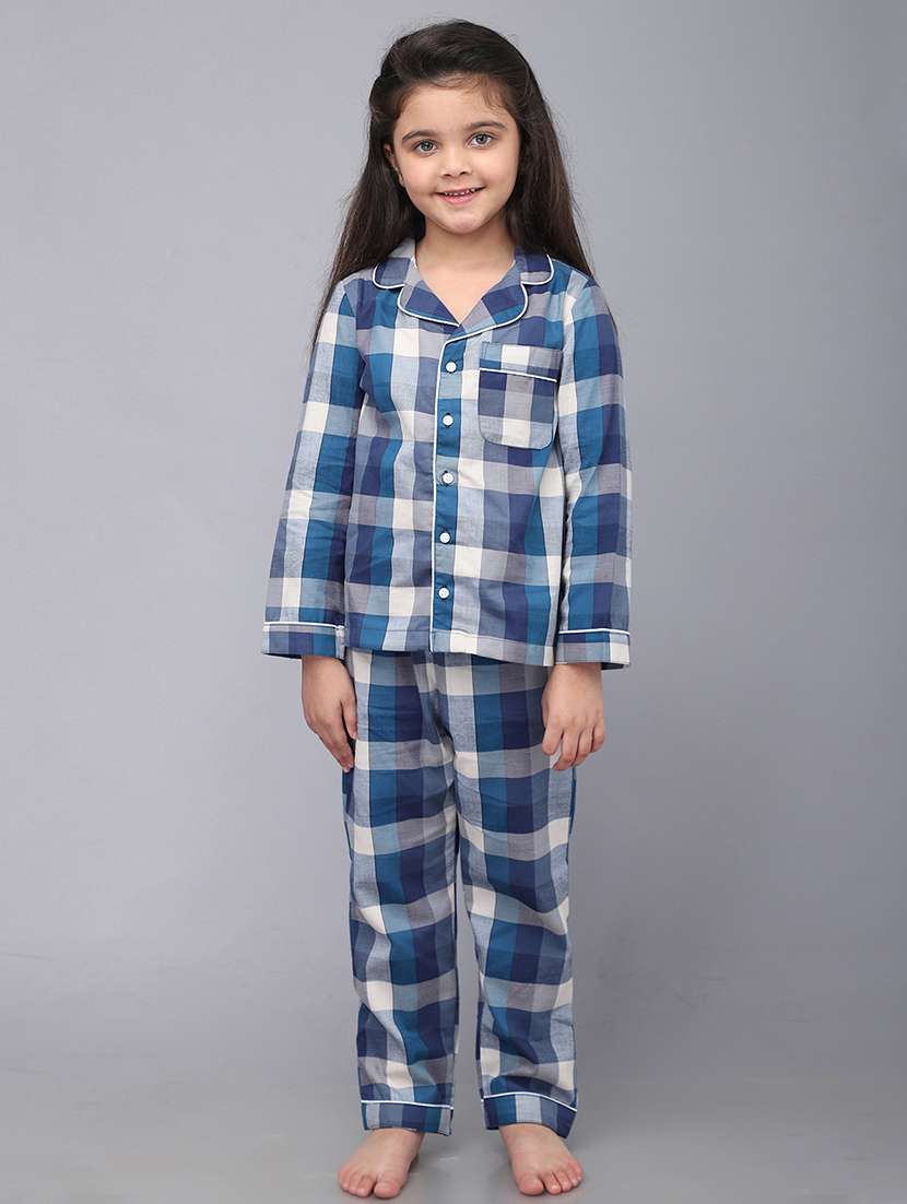 girl checks nightwear pyjama set