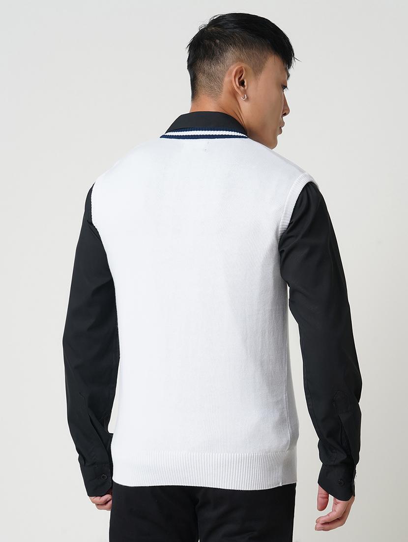 men white solid sleeveless pullover - 21579795 - Standard Image - 1