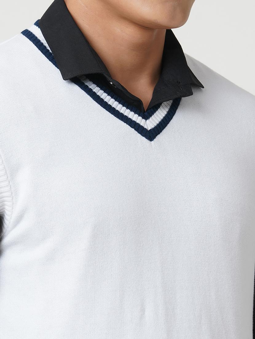 men white solid sleeveless pullover - 21579795 - Standard Image - 4