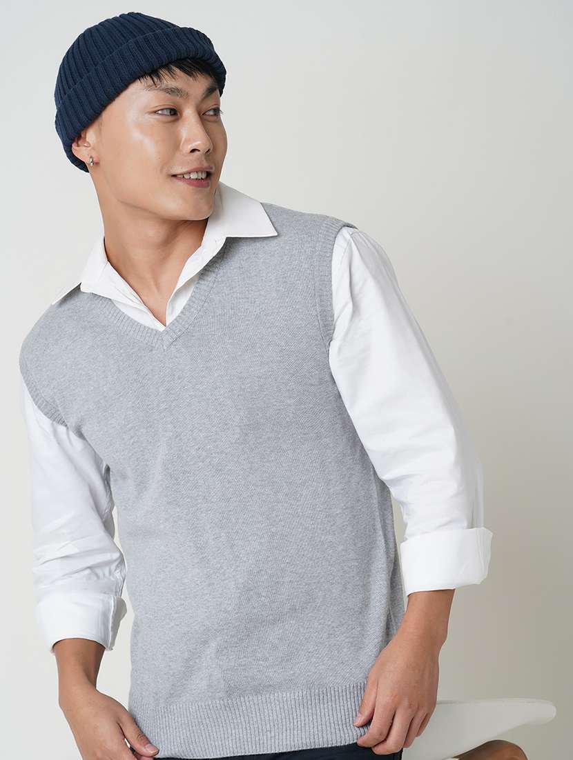 men v neck solid sleeveless pullover - 21579798 -  Standard Image - 1