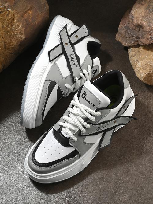 men grey lace up sneaker shoes - 21579896 - Standard Image - 0