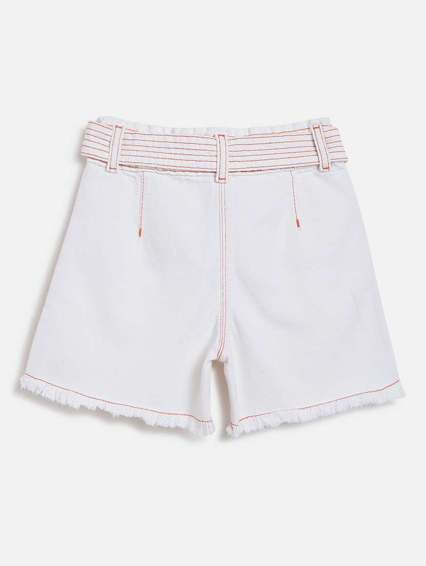 girls solid detailed shorts - 21579922 -  Standard Image - 1