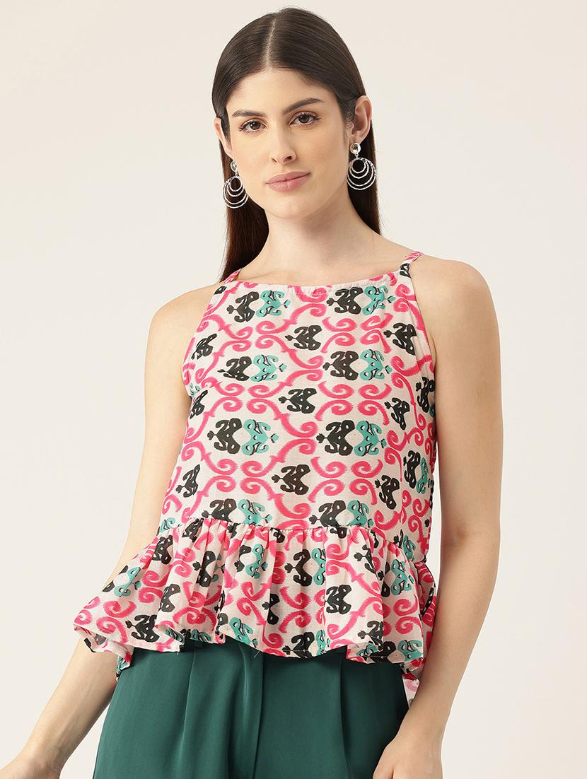 women sleeveless printed peplum top - 21579957 - Zoom Image - 0