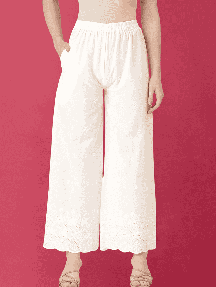 women self design flared palazzo