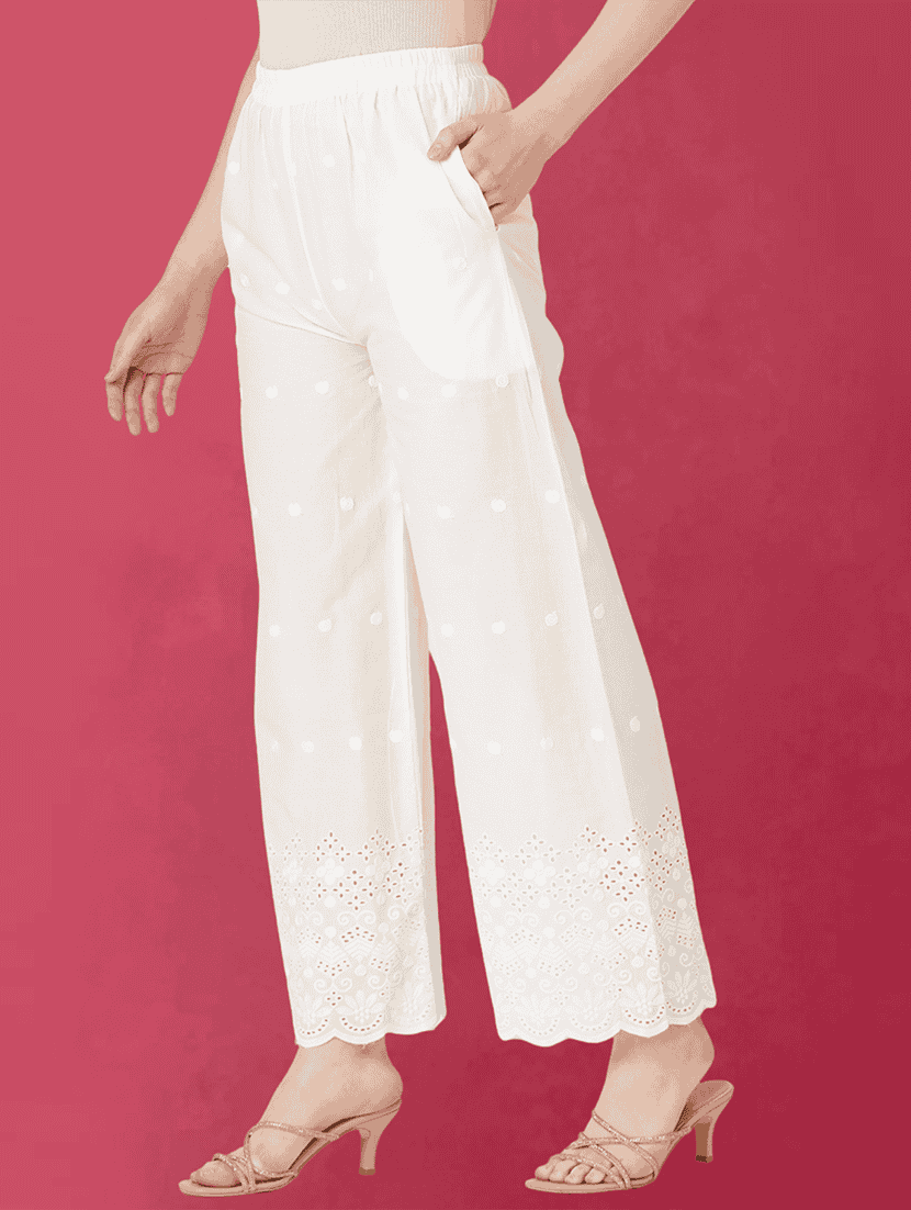 women self design flared palazzo