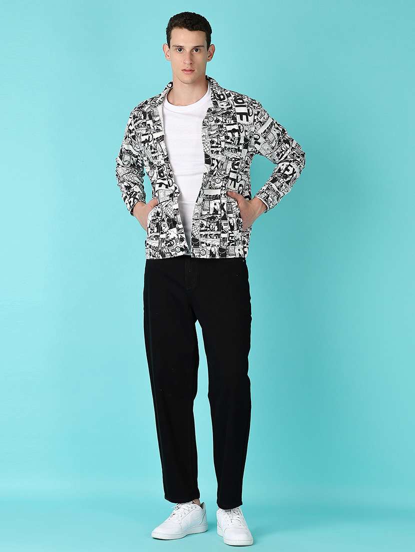 men white printed long sleeve jacket - 21580057 -  Standard Image - 4