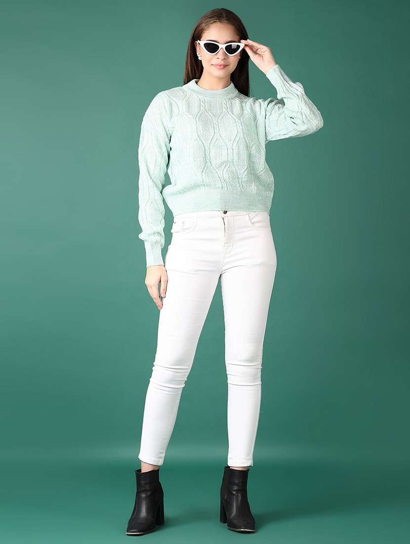 women self design long sleeve cropped pullover - 21580061 -  Standard Image - 4