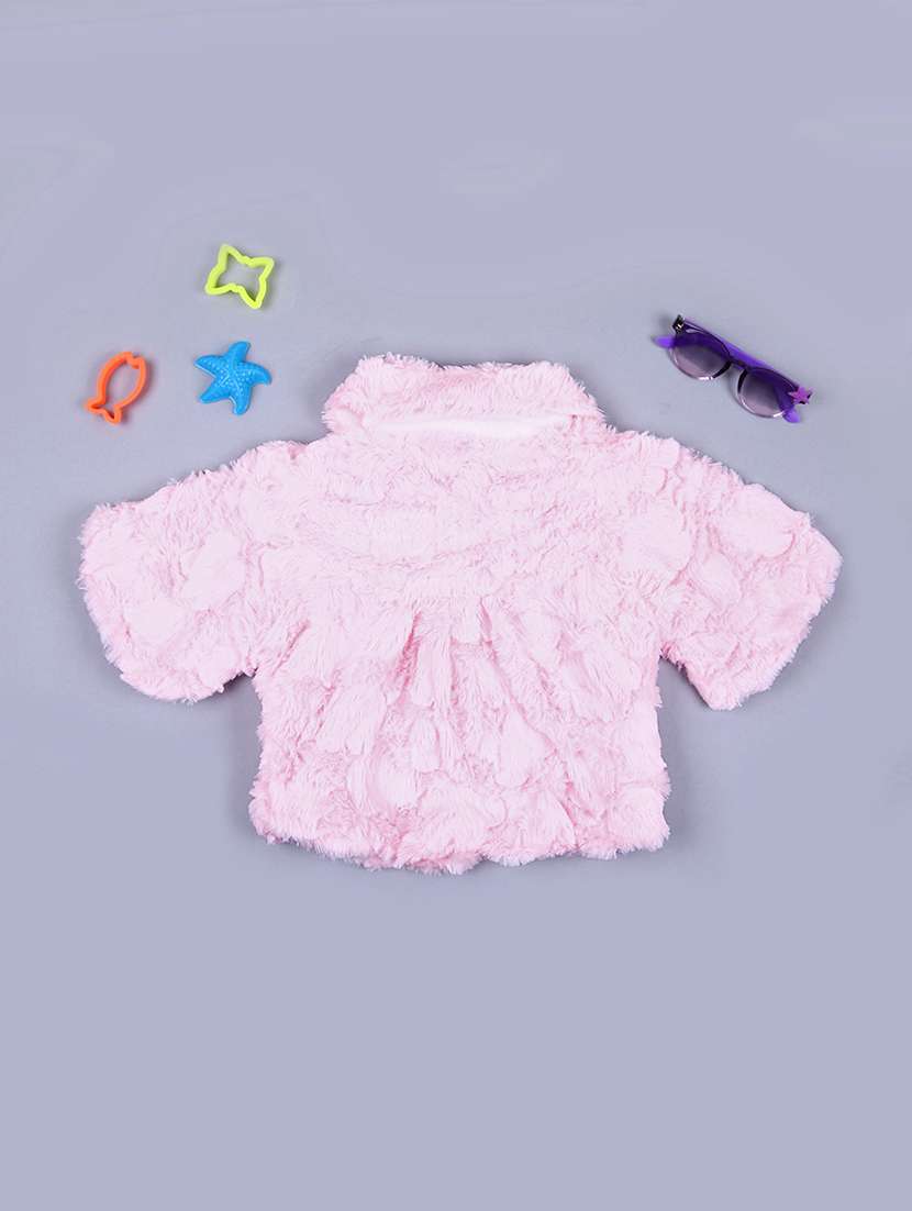 girls pink solid long sleeve coat - 21580071 -  Standard Image - 1