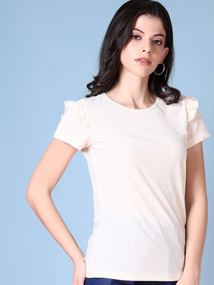 women solid short sleeve regular top - 21580099 - Standard Image - 1