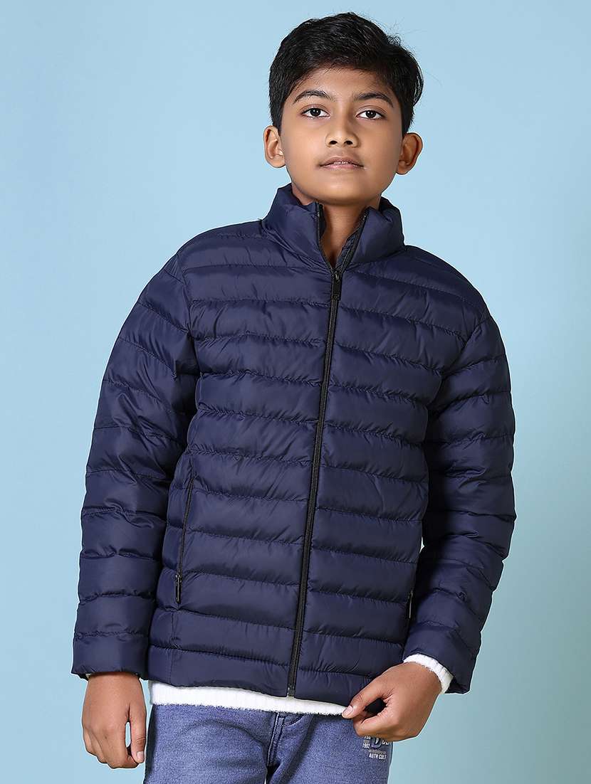 boys solid long sleeve quilted jacket