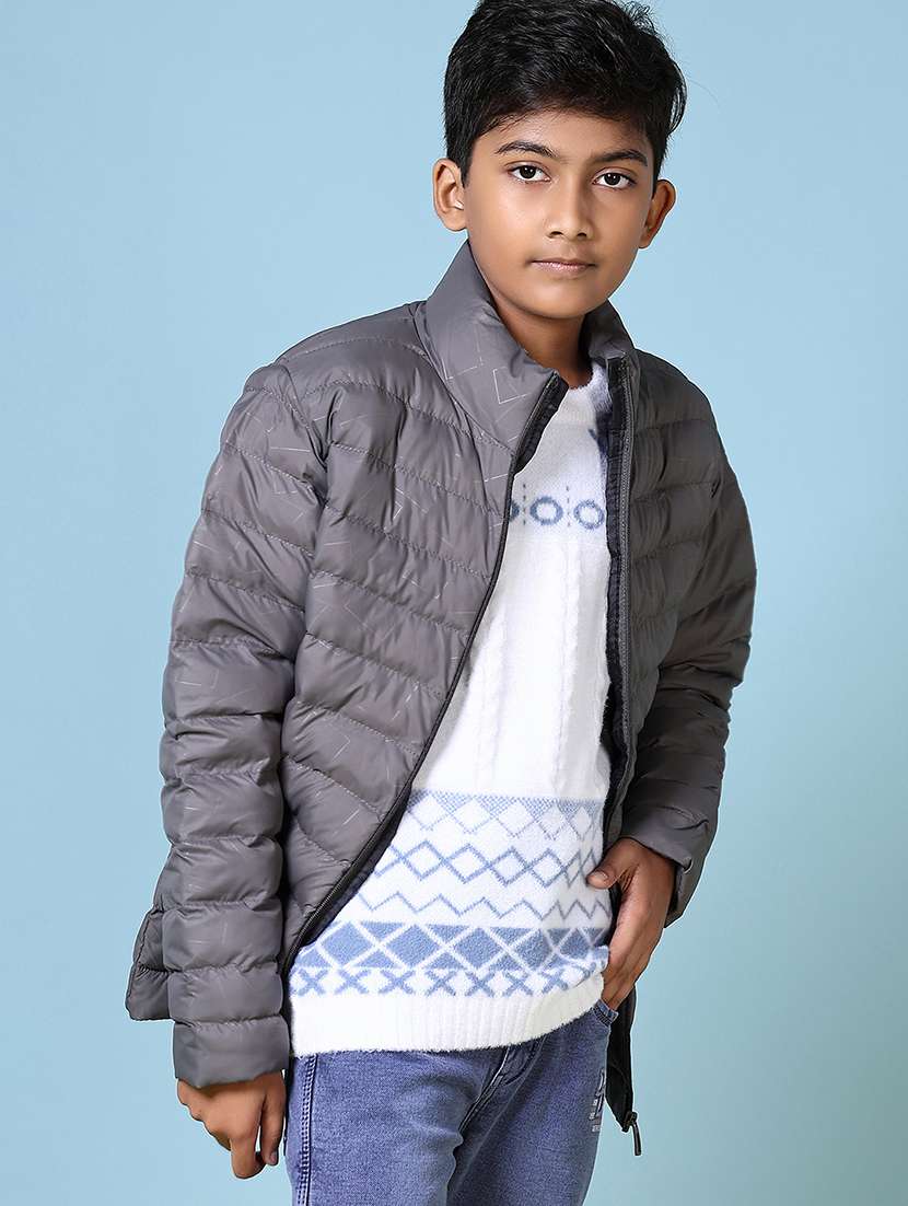 boys solid long sleeve quilted jacket - 21580105 -  Standard Image - 1
