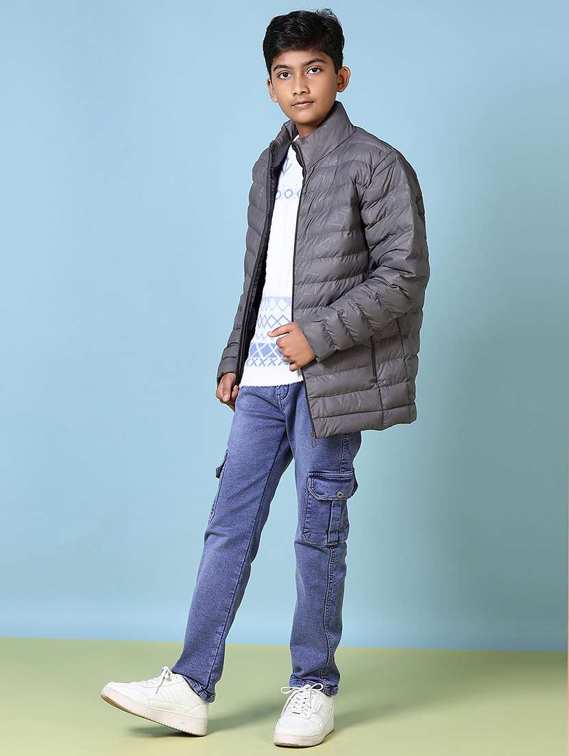 boys solid long sleeve quilted jacket - 21580105 -  Standard Image - 4