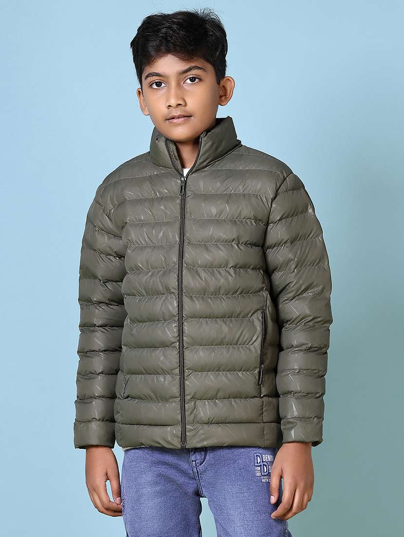 boys solid long sleeve quilted jacket