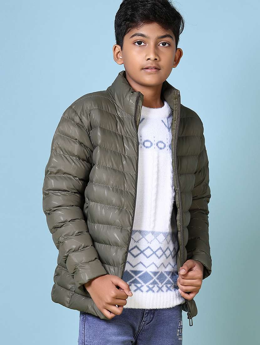 boys solid long sleeve quilted jacket - 21580106 -  Standard Image - 1