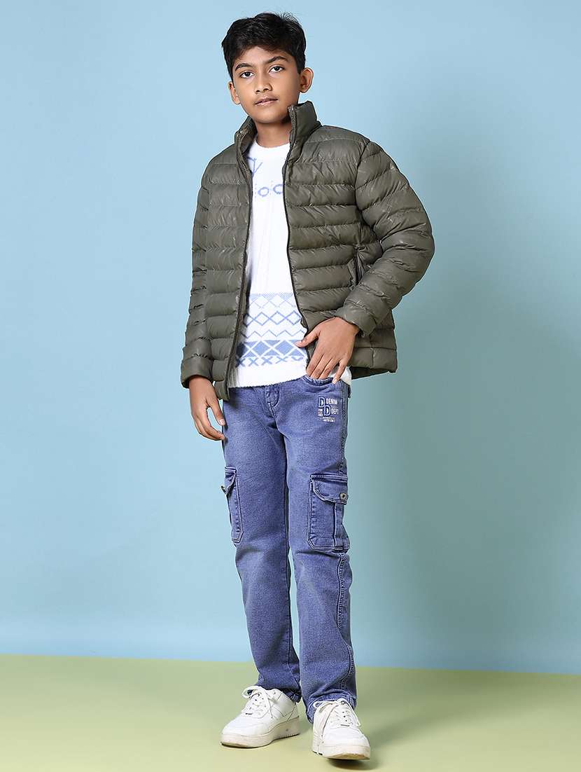 boys solid long sleeve quilted jacket - 21580106 -  Standard Image - 4