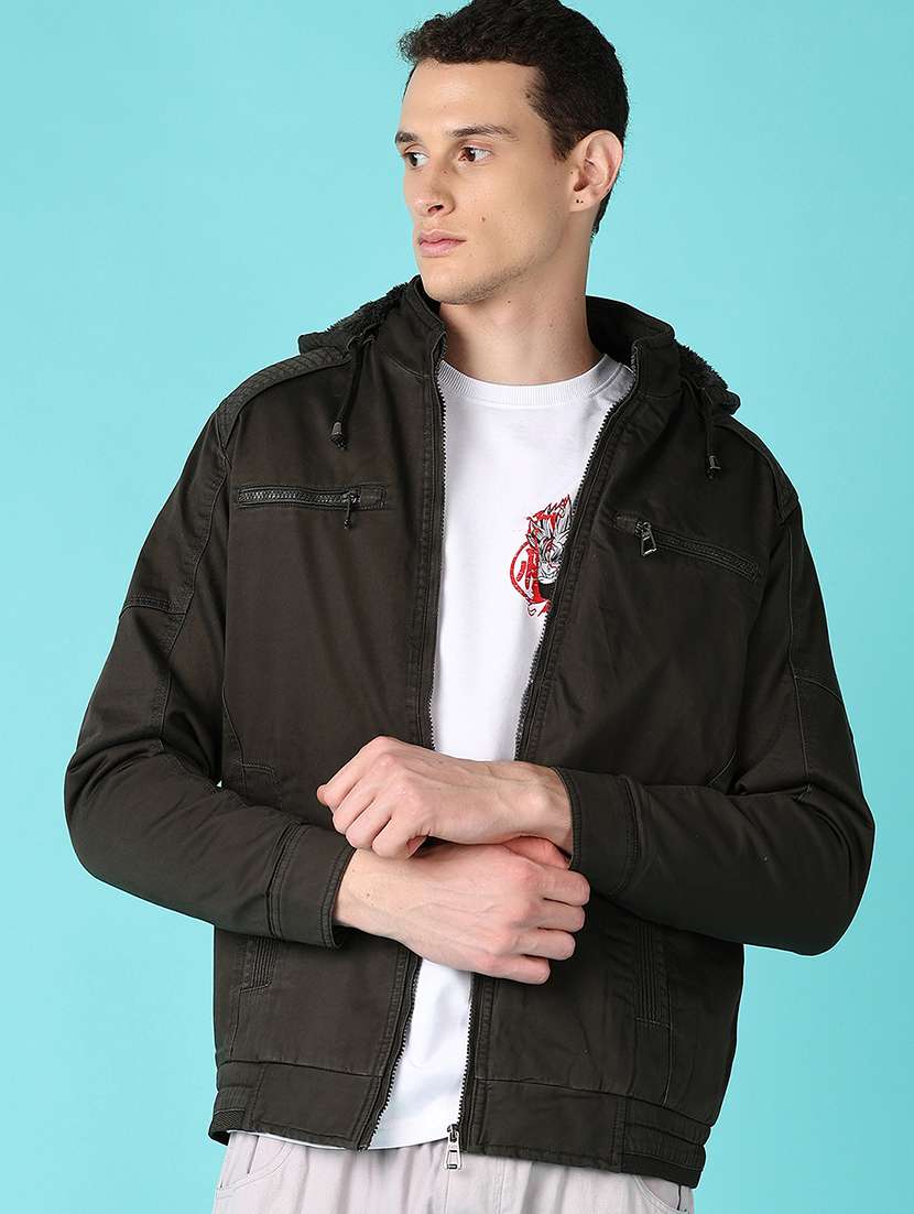 men solid long sleeve bomber jacket - 21580110 -  Standard Image - 1