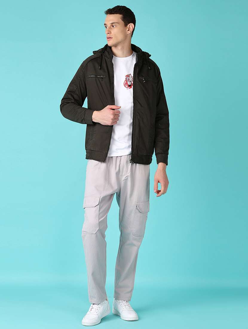 men solid long sleeve bomber jacket - 21580110 -  Standard Image - 4