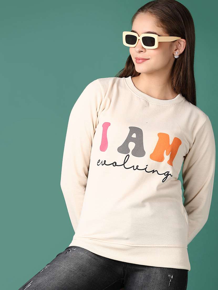 women front print long sleeves sweatshirt - 21580112 -  Standard Image - 1
