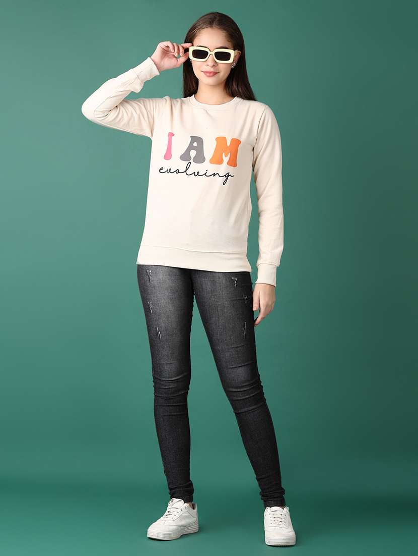 women front print long sleeves sweatshirt - 21580112 -  Standard Image - 4