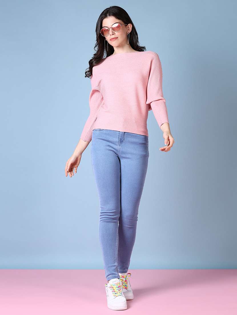 women pink solid long sleeve pullover - 21580298 -  Standard Image - 4