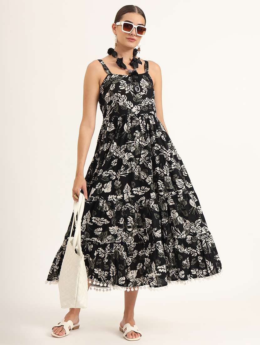 women black printed tiered ethnic dress - 21580812 -  Standard Image - 4