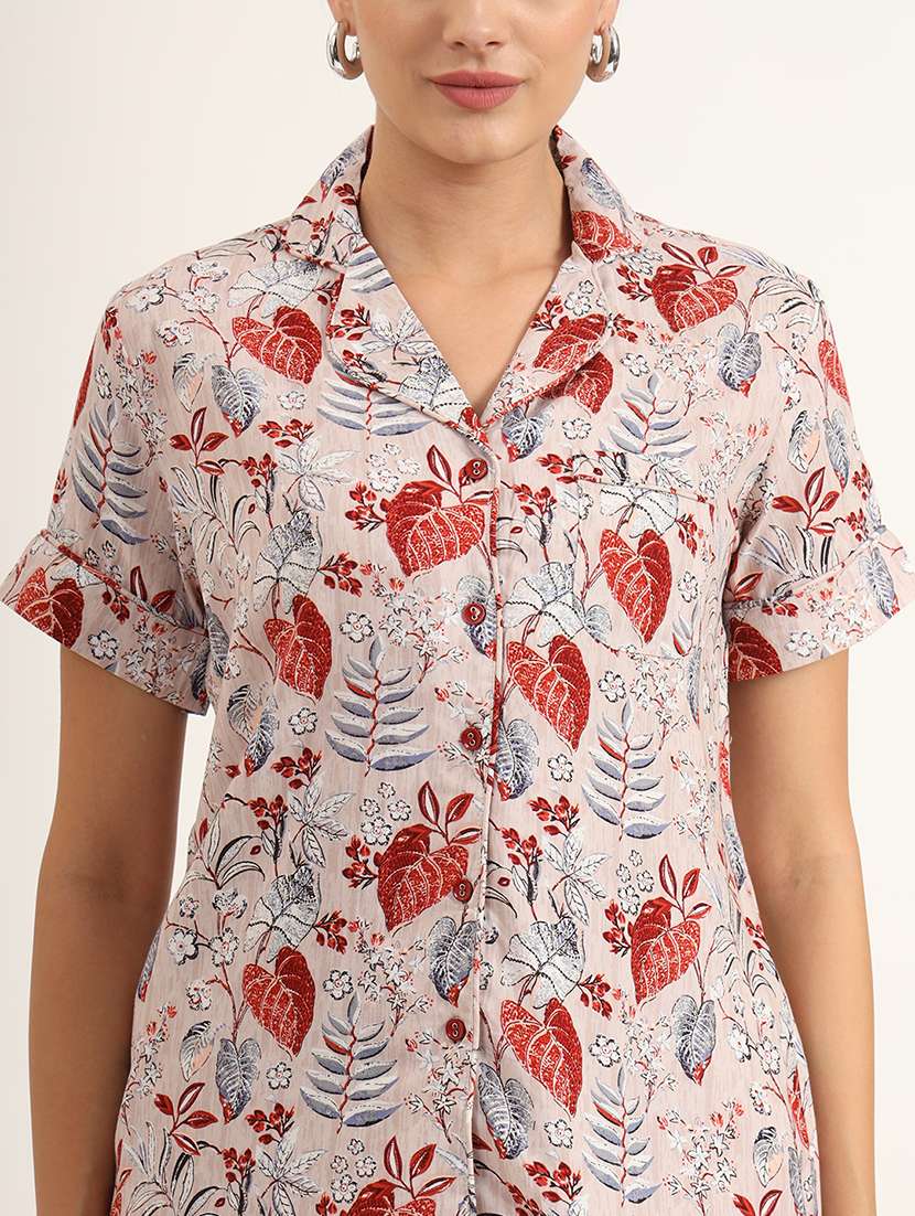 women printed shirt and shorts nightwear set - 21580849 -  Standard Image - 4