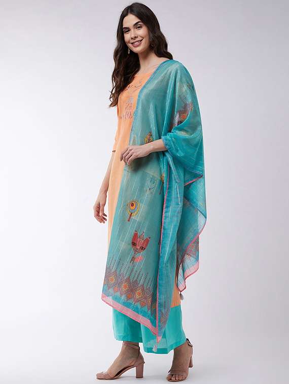 women embroidered kurta palazzo set with dupatta - 21580855 -  Standard Image - 1