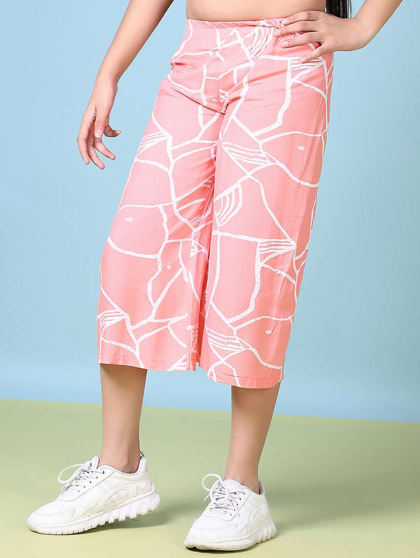 girls printed mid rise culottes - 21580920 -  Standard Image - 1
