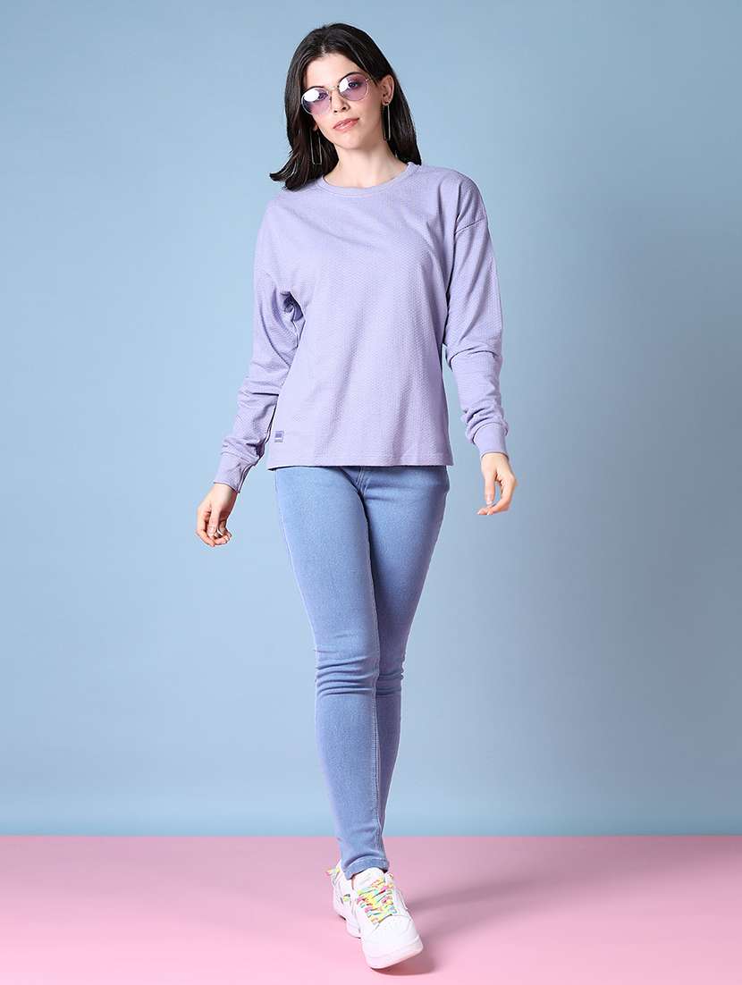 women long sleeves self design regular t-shirt - 21580935 - Standard Image - 4