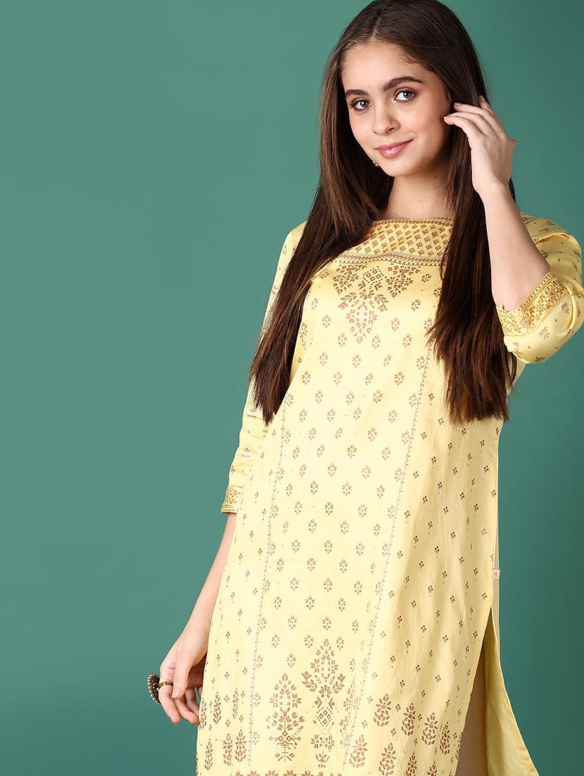 women printed three quarter sleeves straight kurta - 21580951 - Standard Image - 4